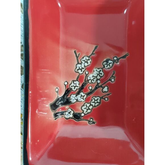 Vintage Visun China Dipping Dishes Red Interior White Flora 3 in the Set Vintage - Picture 9 of 11